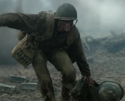 Andrew Garfield in Hacksaw Ridge. Image Credit: Lionsgate.