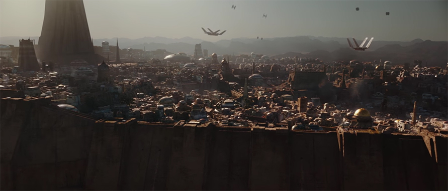 The worlds in Rogue One are brilliantly realised. Rogue One (Rouge One: A Star Wars Story). Image Credit; Disney/Lucasarts.