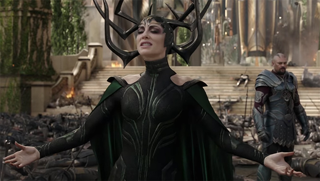 Cate Blanchett steals every scene she is in, sometimes literally. Thor: Ragnarok. Image Credit: Marvel/Disney