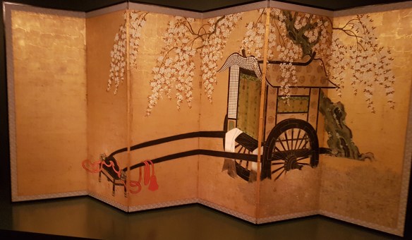 Six Fold Screen with Nobleman's Cart Under a Flowering Cherry Tree. Image Credit: QAG
