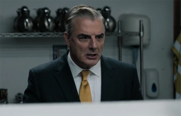 It is clear that Chris Noth is having a lot of fun playing his not-Trump-totally-Trump character. Doctor Who: Arachnids In The UK. Image Credit: BBC