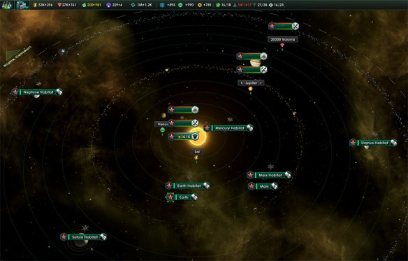 One of the areas where Stellaris shines is in all the small details, like the make up of the Sol System. Image Credit: Paradox Interactive