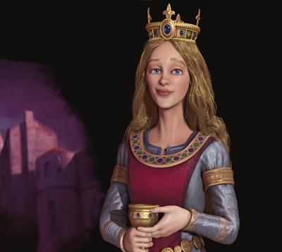 Eleanor of Aquitaine leader of France in Civilisation 6 Gathering Storm