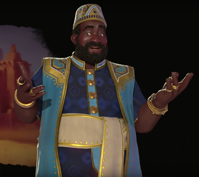 Mansa Musa from Mali in Civ 6 Gathering Storm