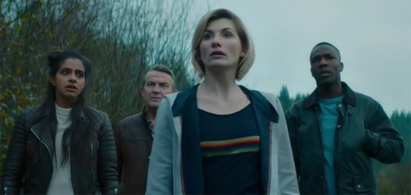 The TARDIS gang. It Takes You, Doctor Who. Image Credit: BBC.