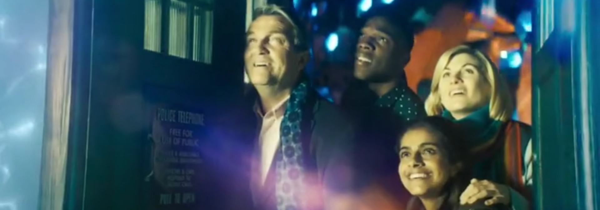 Doctor Who: Resolution banner with the whole gang. Image Credit: BBC