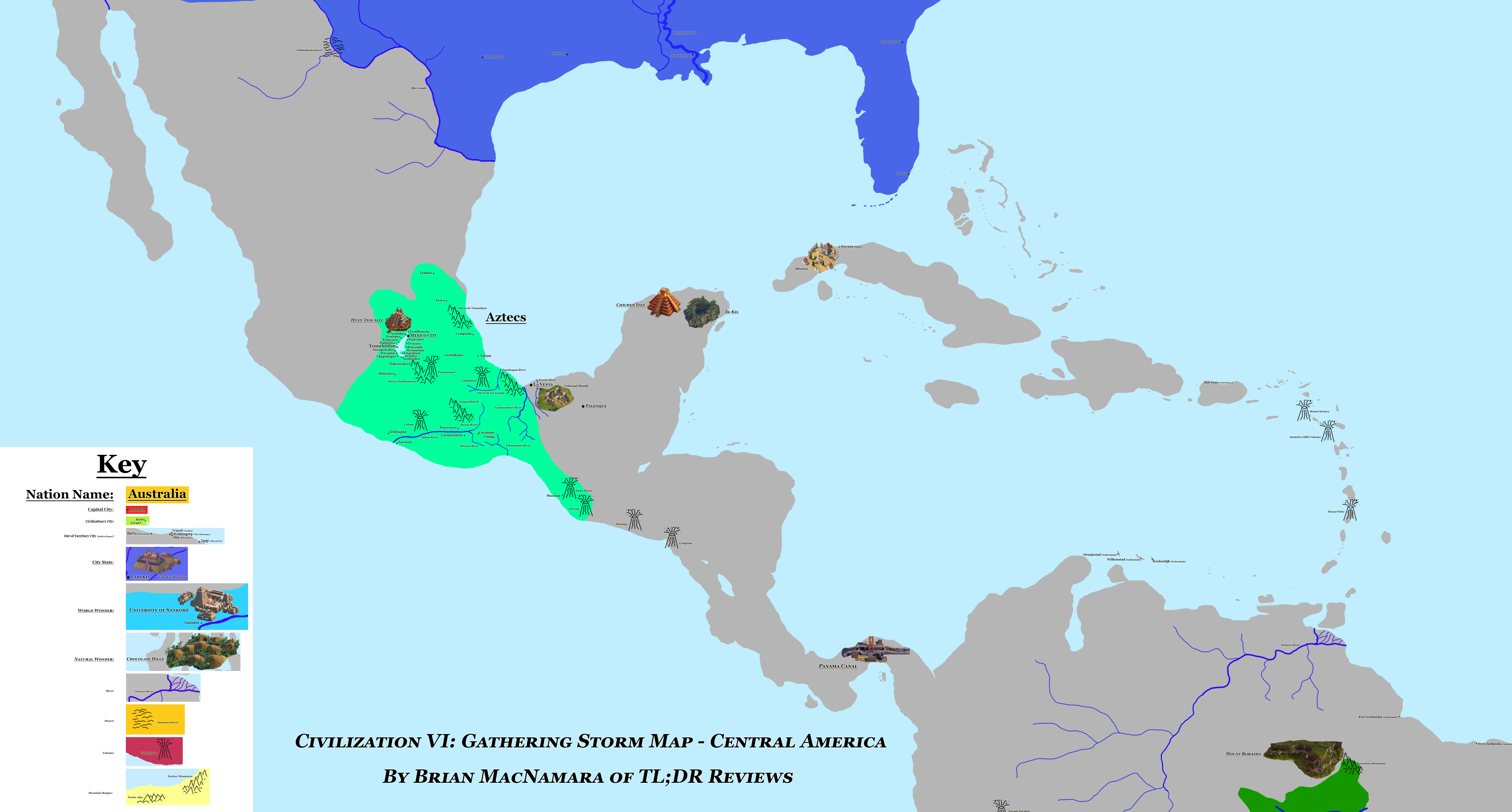Central America in Civilization VI: Gathering Storm.