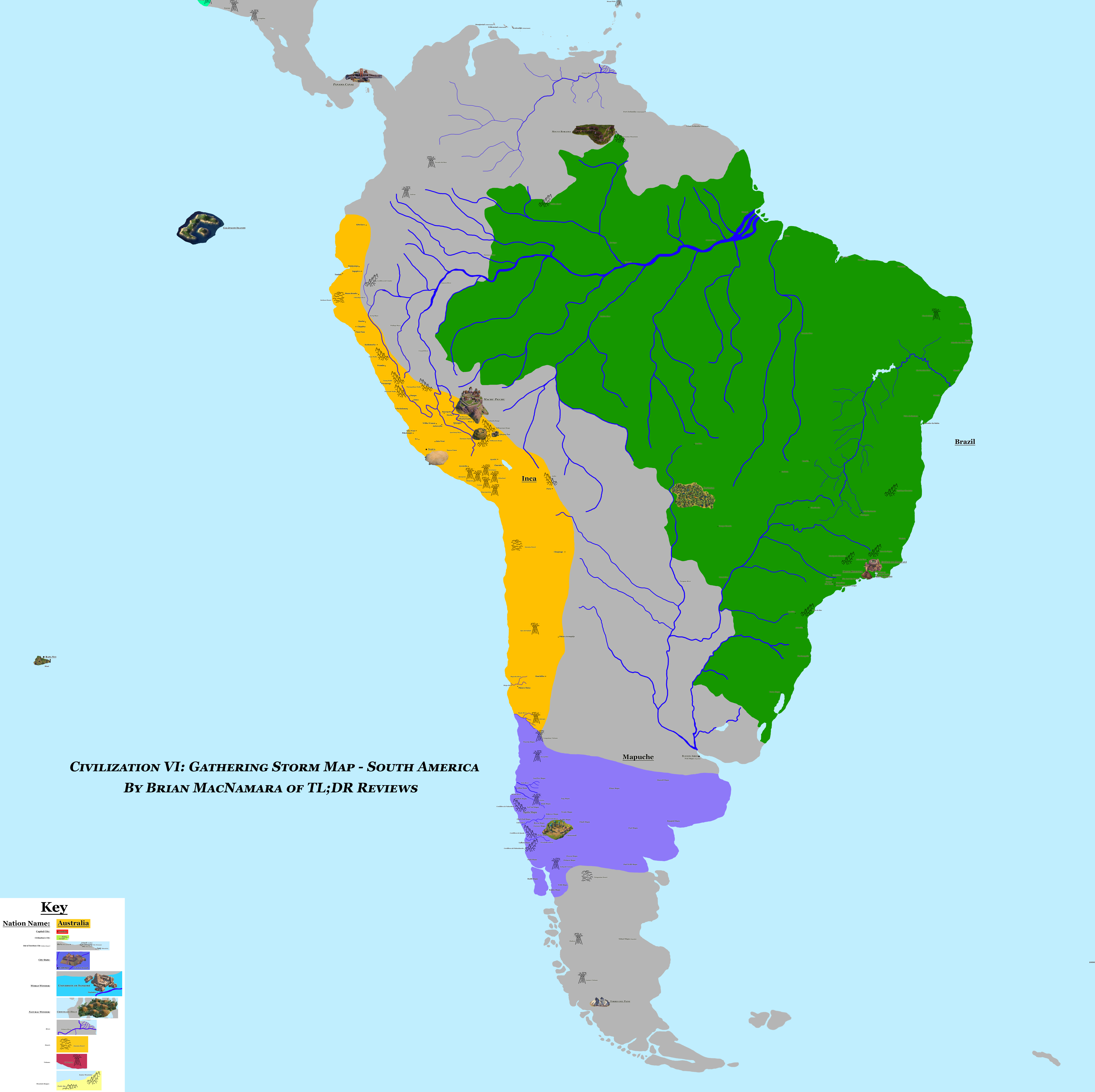 South America in Civilization VI: Gathering Storm.