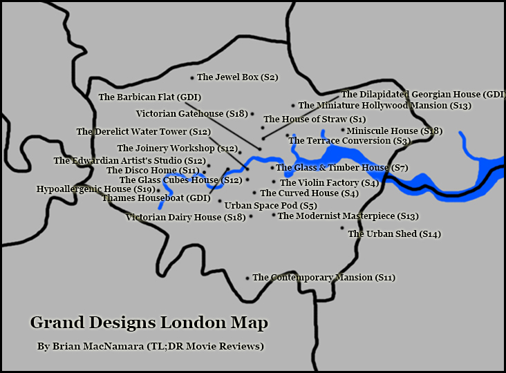 London Grand Designs Map. Image Credit: Brian MacNamara