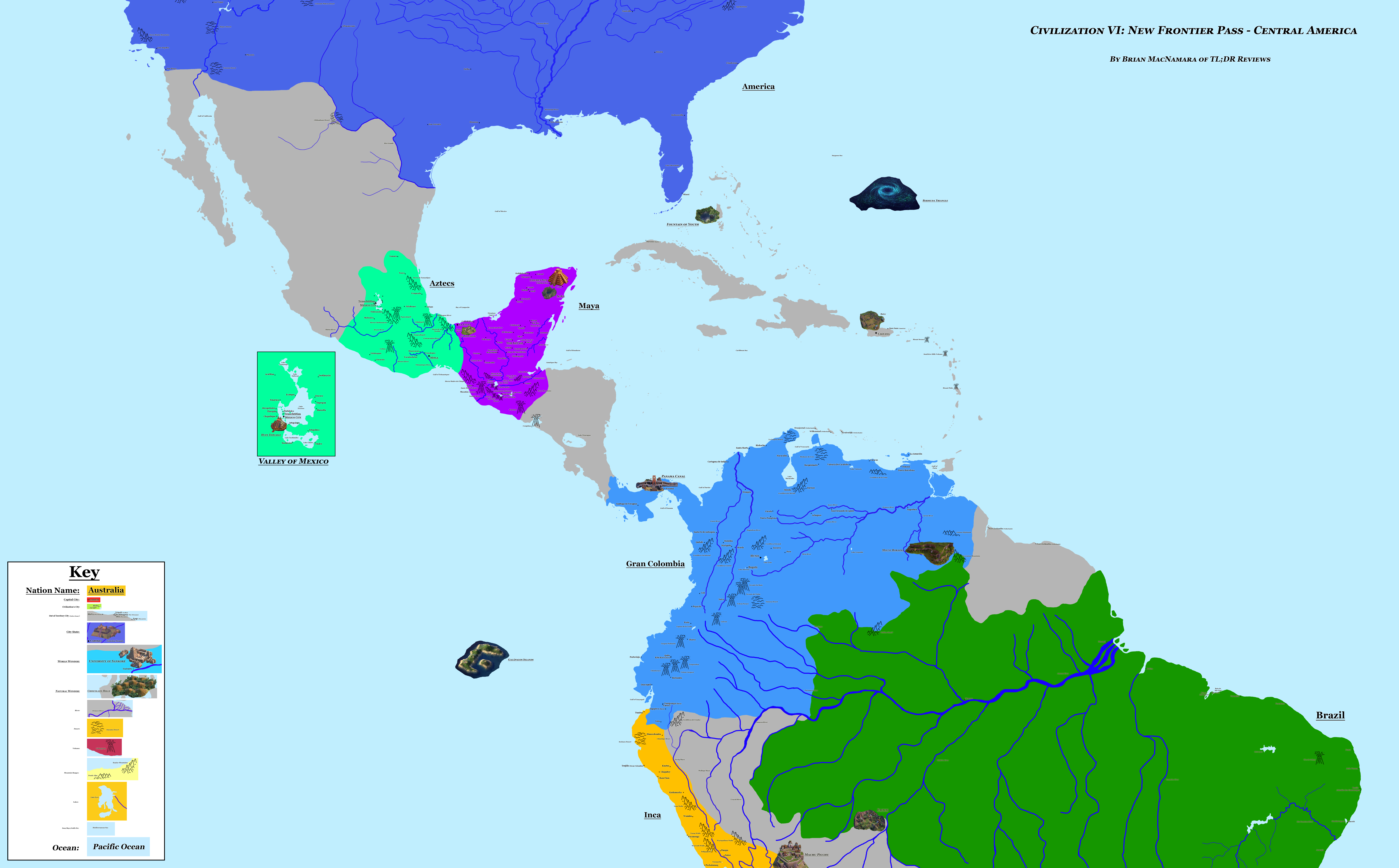 Map of Central America from Civilization VI. Image Credit: Brian MacNamara/Firaxis Games. 