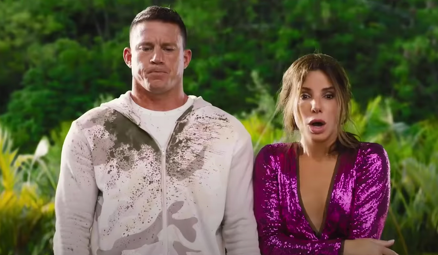 Sandra and Channing watch a car explode