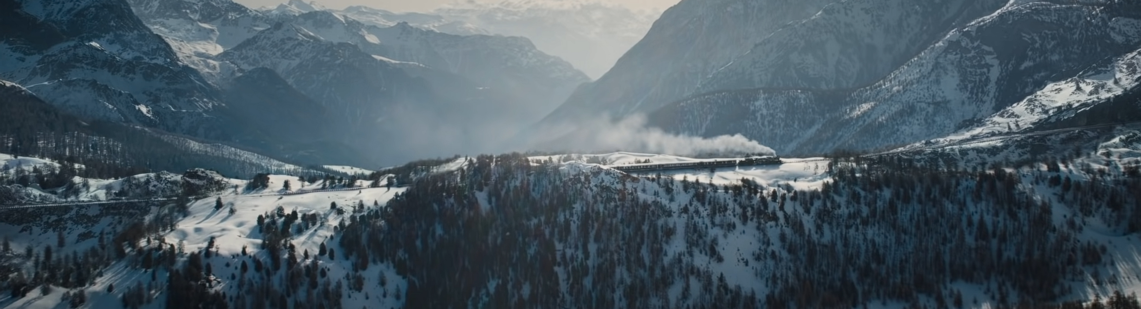 The Orient Express on a mountainside.