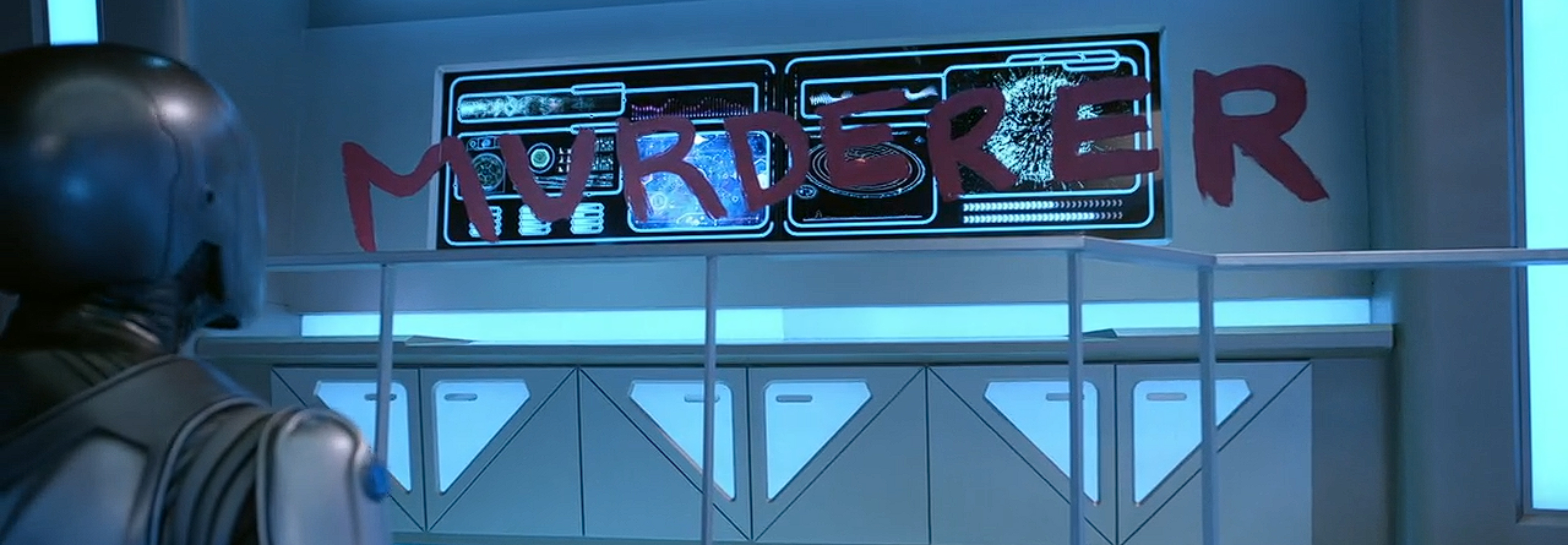 Murderer in big red letters.