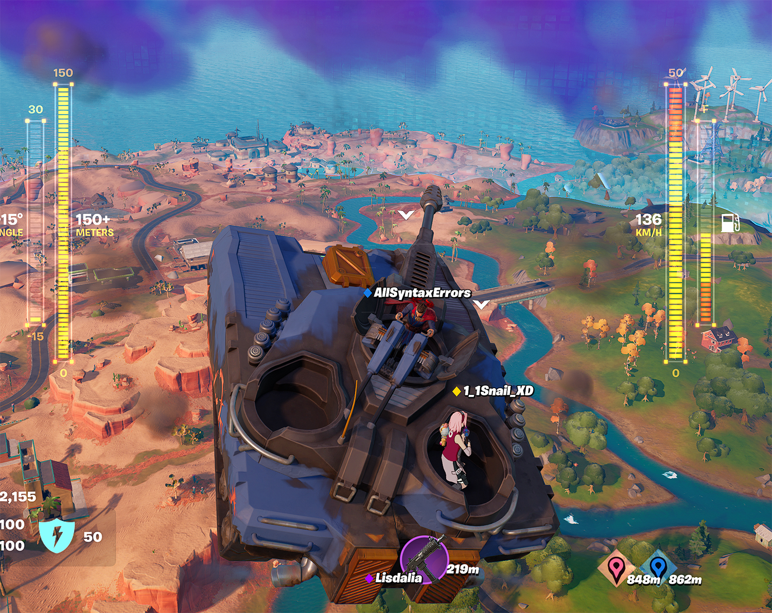 Shooting a tank into the air.