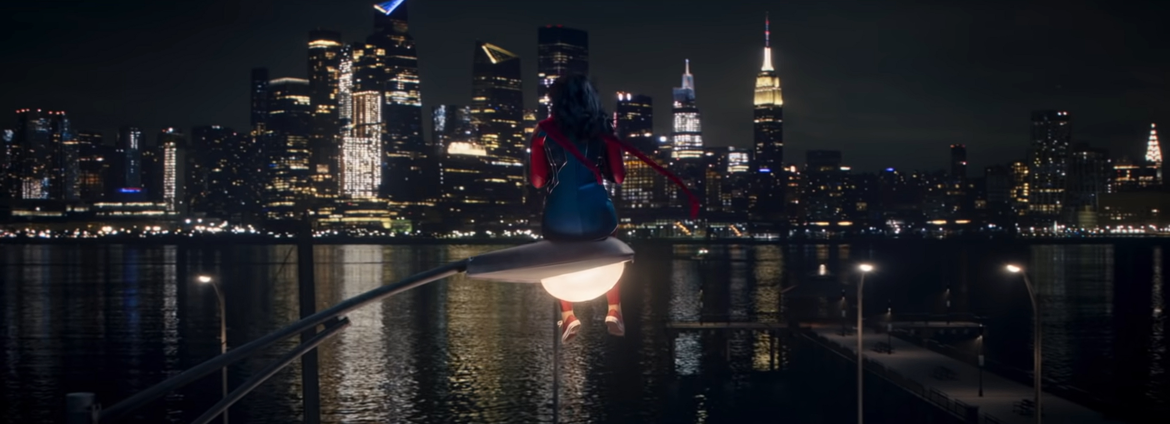 Kamala stares across at New York city.