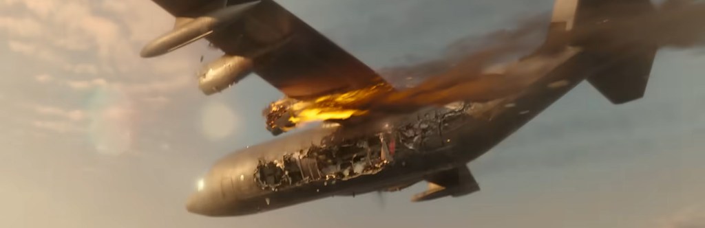 A plane about to crash.