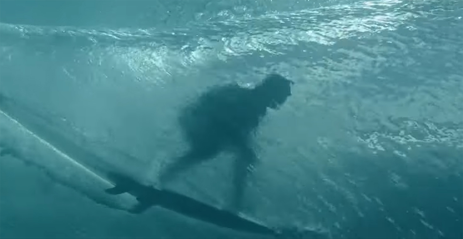 surfing a barrel