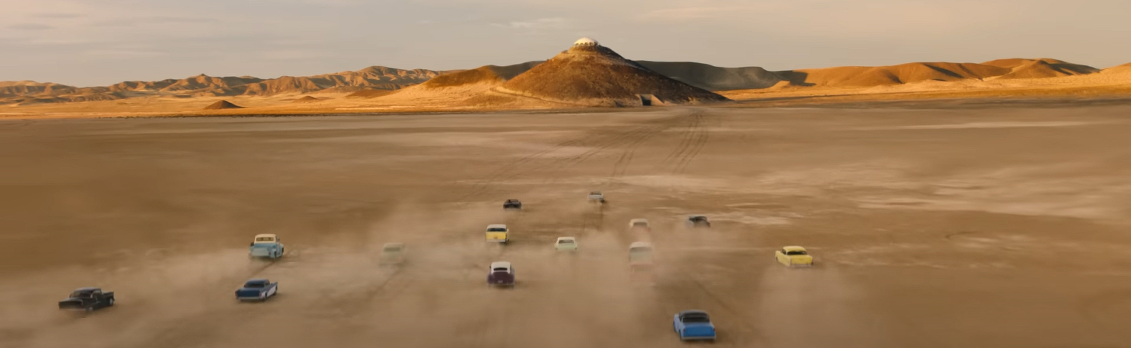 Cars drive out to the headquarters.