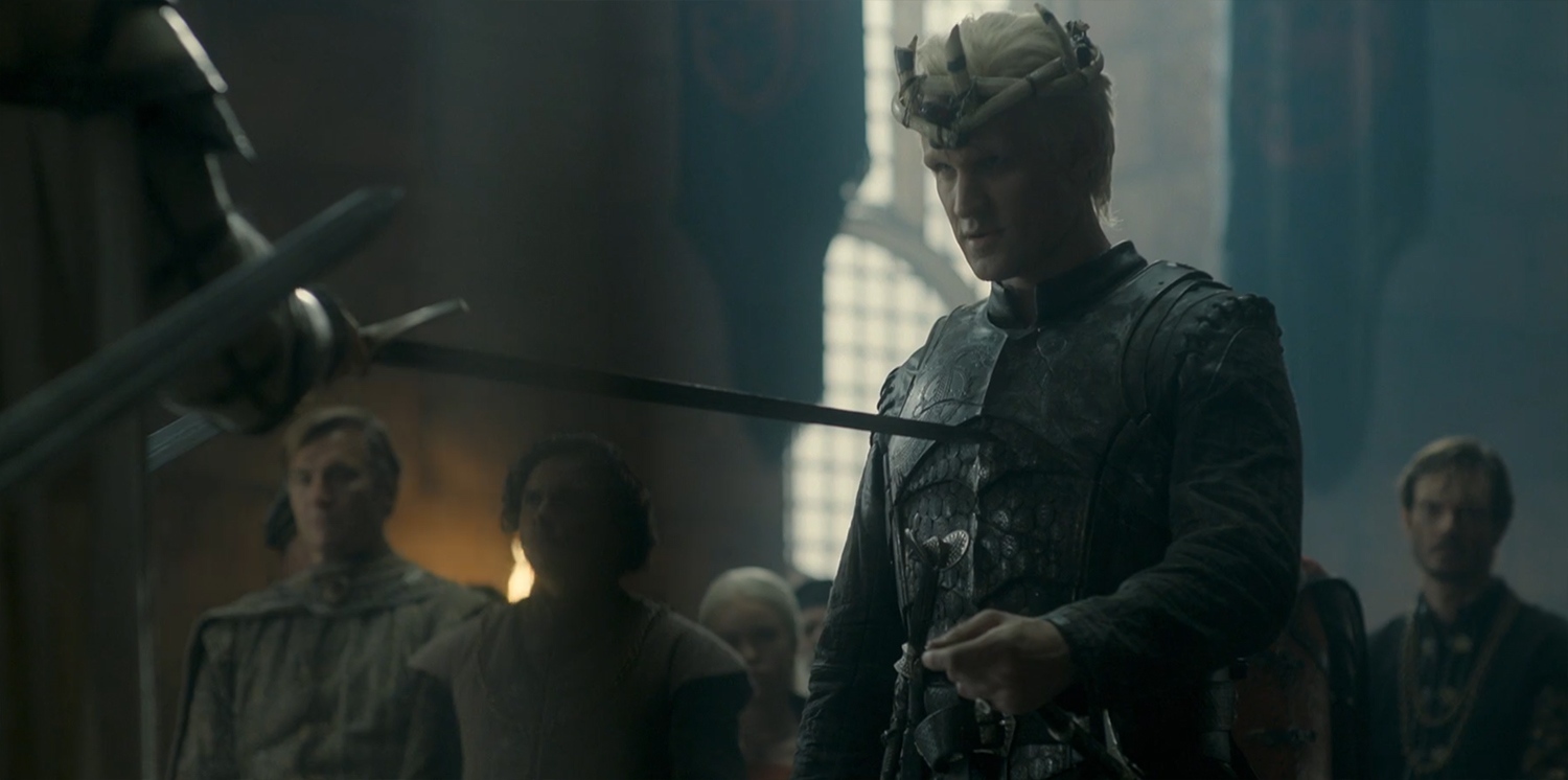 Daemon gets a sword pointed at him.