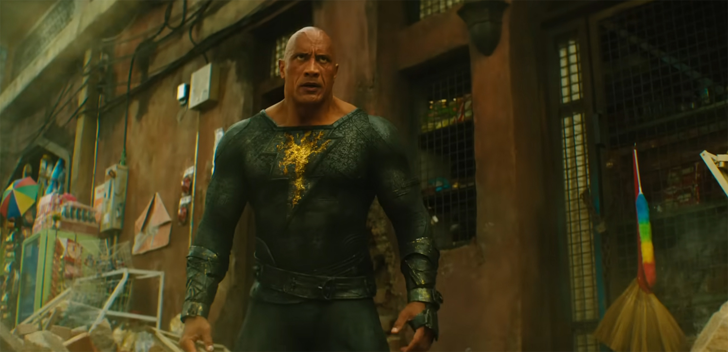 Black Adam looks angry.