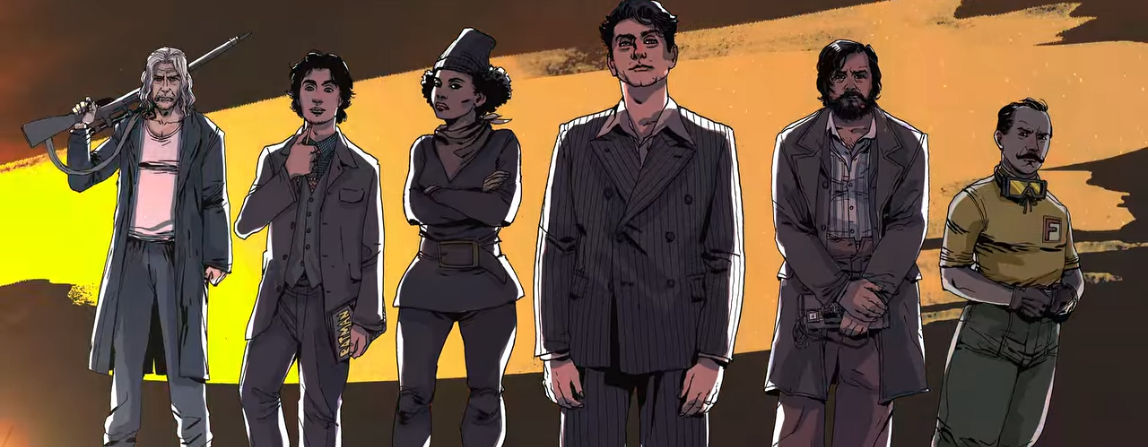 The crew in cartoon form.