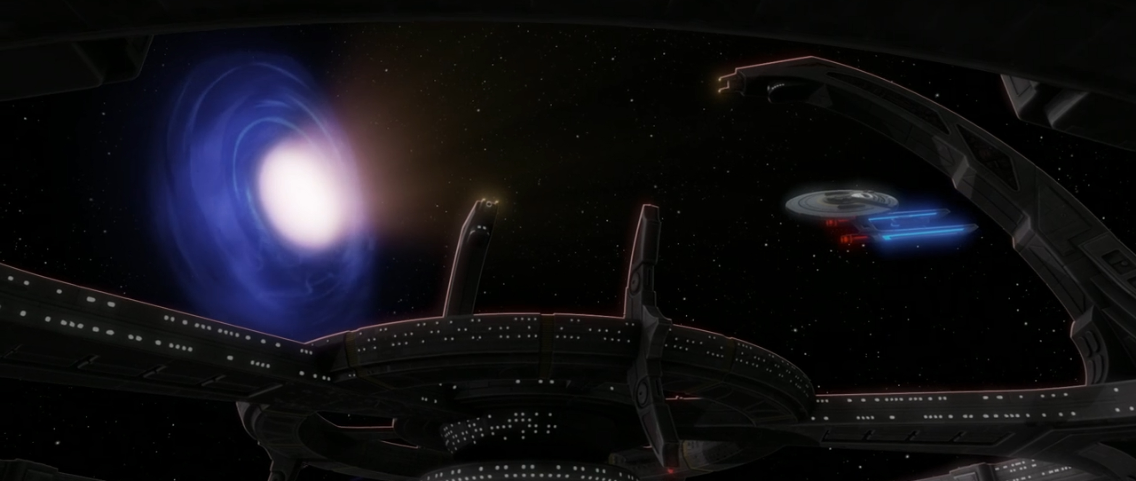 The USS Cerritos at Deep Space Nine.