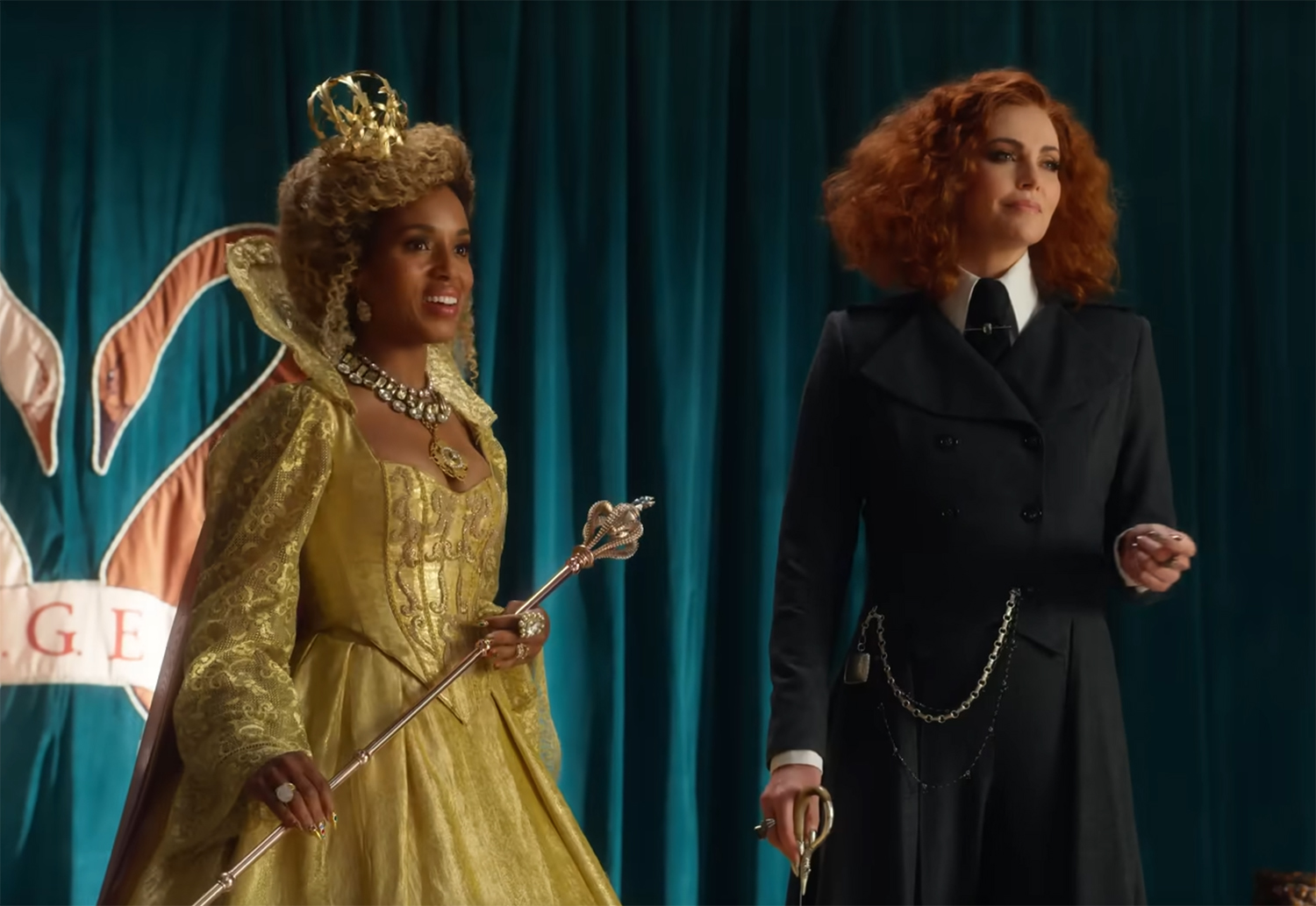 Lady Leonora Lesso, the Dean of the School for Evil (Charlize Theron) and Prof. Clarissa Dovey, the Dean of the School for Good (Kerry Washington).