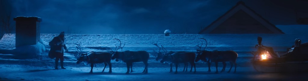 Santa and his reindeer.