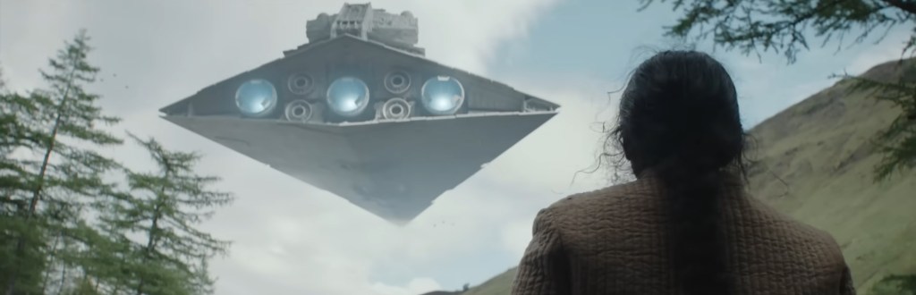 A star destroyer a[[ears over the skies of Aldhani