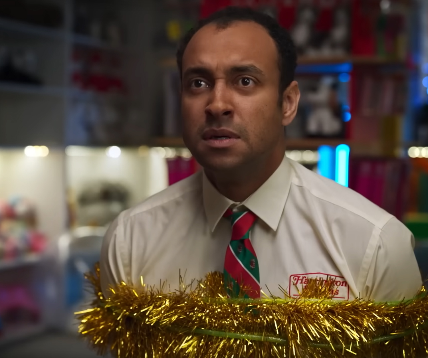 Hostages tied up with tinsel