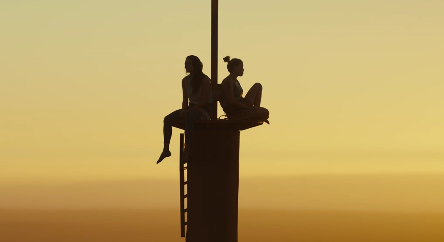 Up the top of the tower as the sun sets.