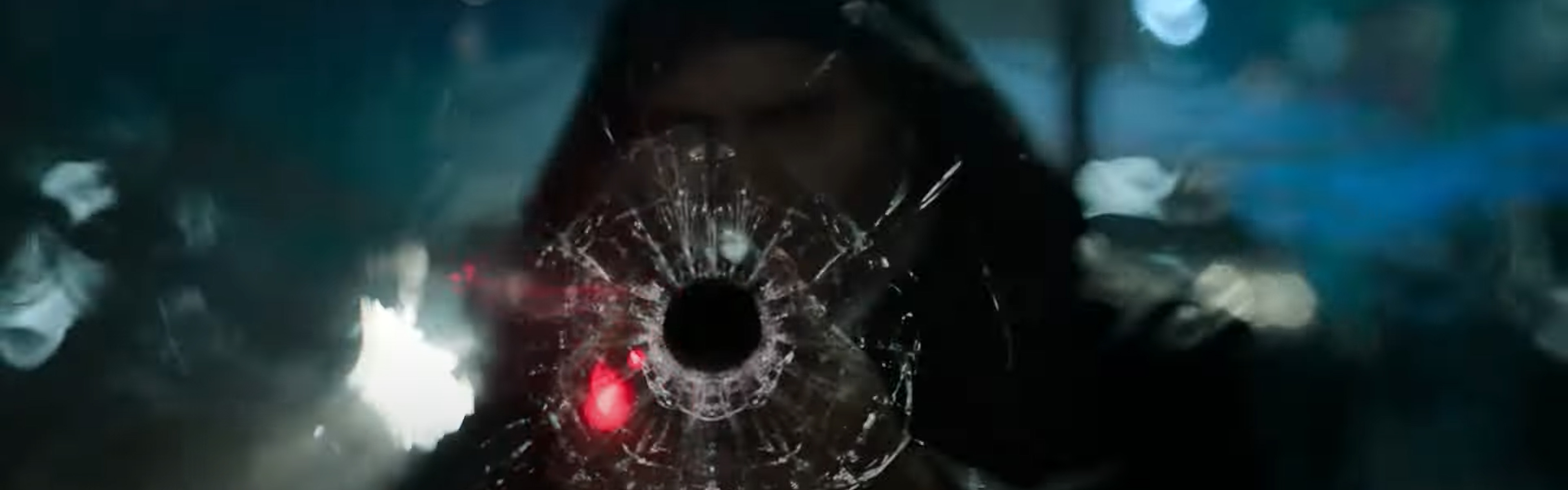 bullet smashes through a window.