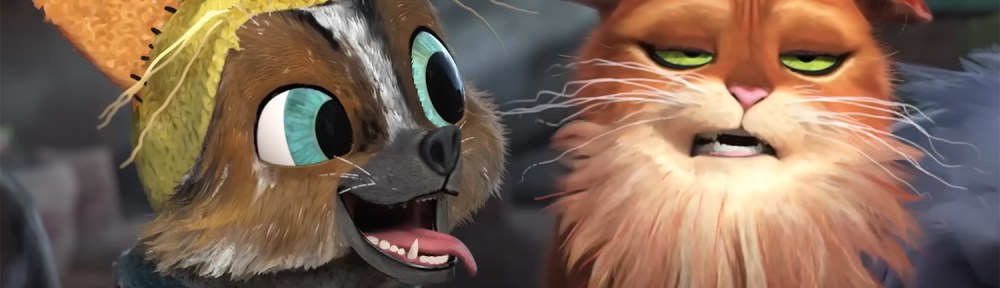 Puss in Boots (Antonio Banderas) and (Harvey Guillén) chat Perrito ()