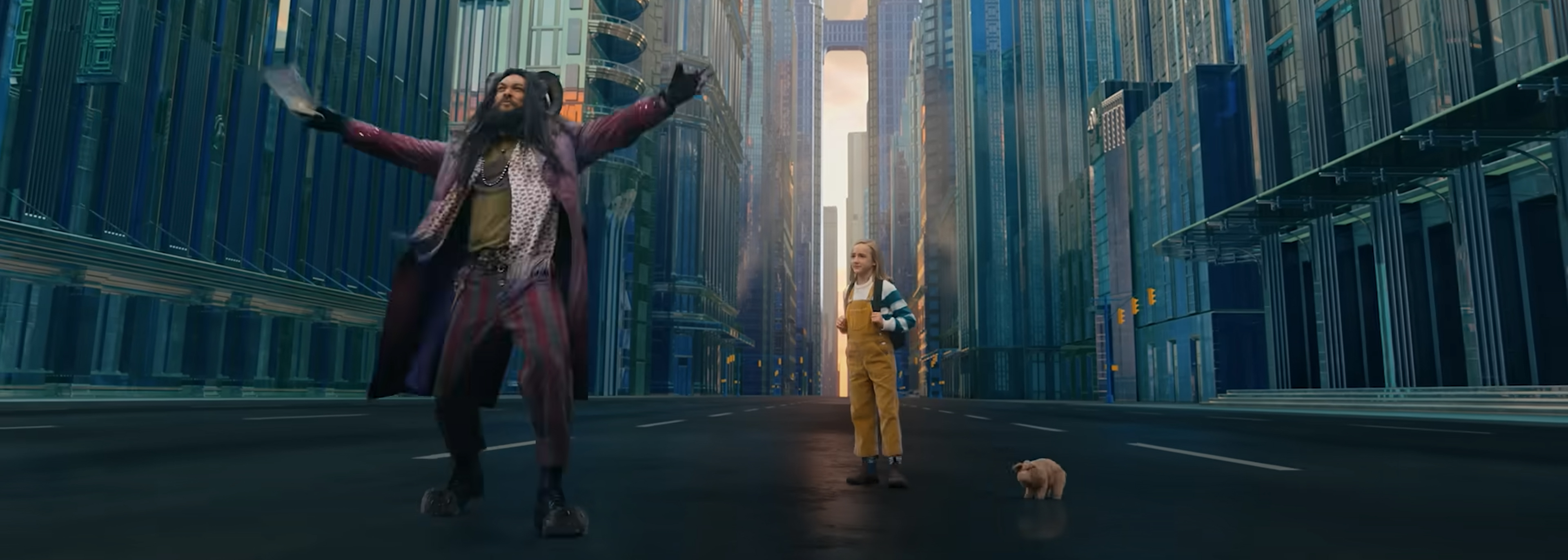 Flip and Nemo dance in the streets of a glass city.