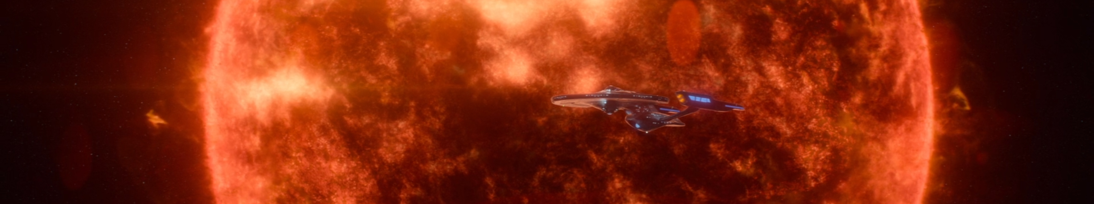 The USS Titan-A behind a star.