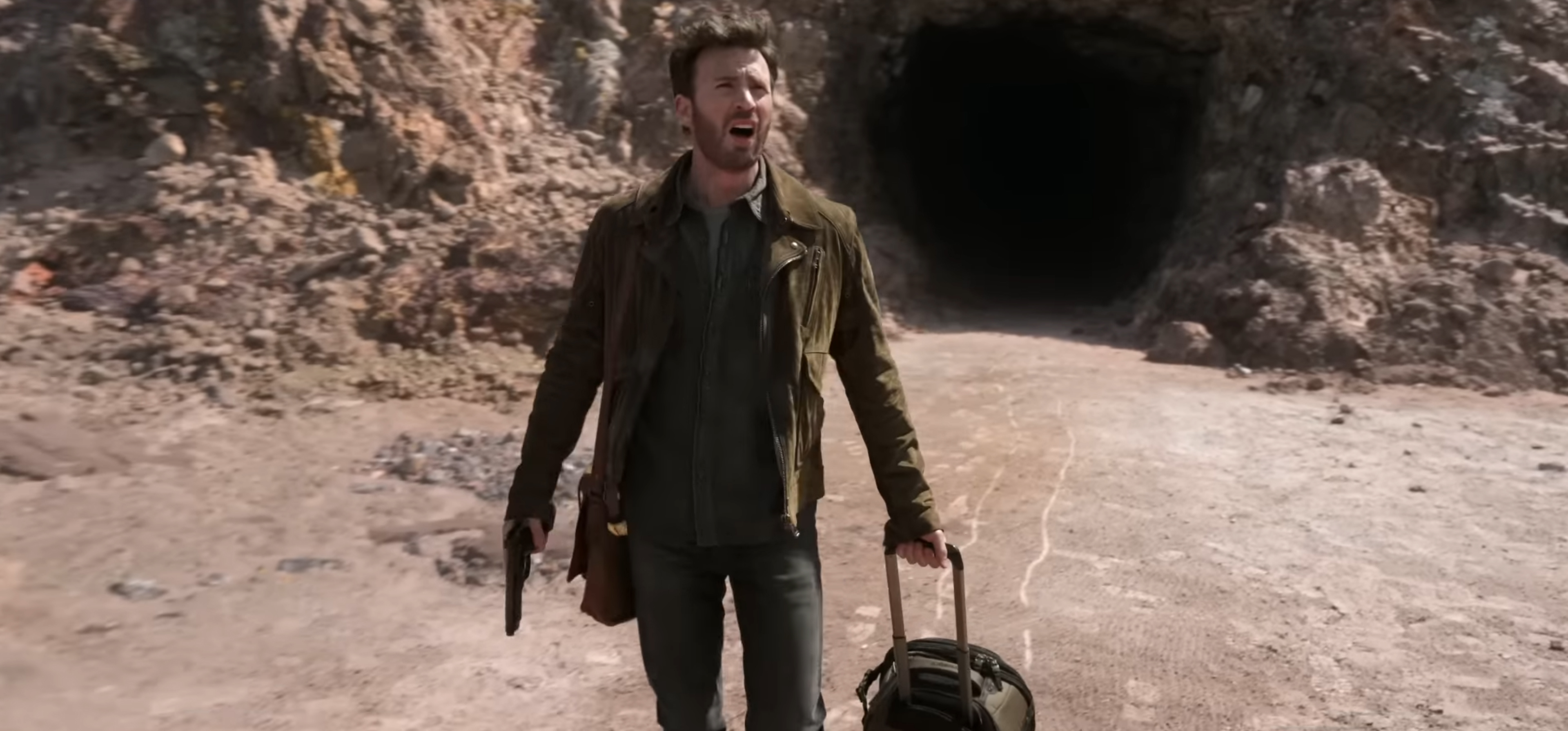 Chris Evans with a shocked look on his face.