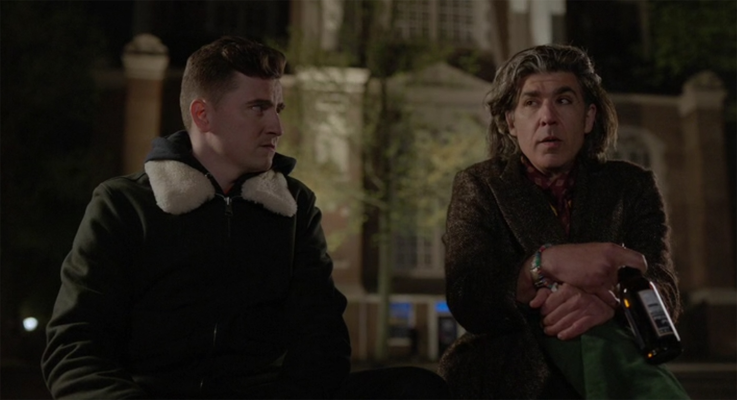 Colin and Ted Crimm have a heart to heart.