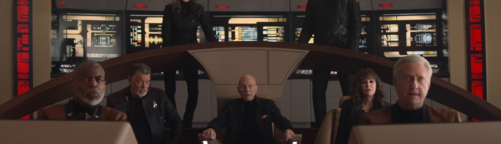 The crew back on the bridge of the Enterprise