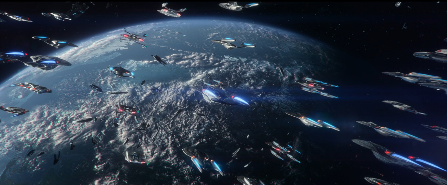 The Borg fleet moves to attack Earth