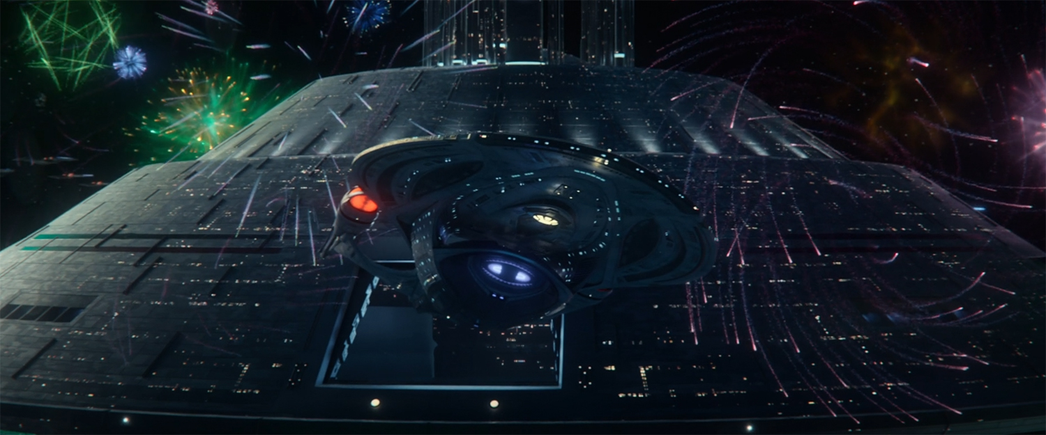 The USS Enterprise-E leaves Spacedock