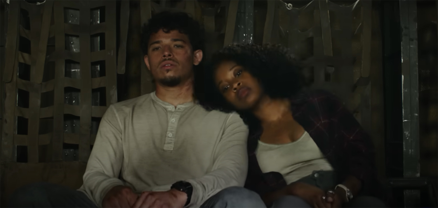 Noah Diaz and Elena Wallace taking a ride on an Autobot plane.