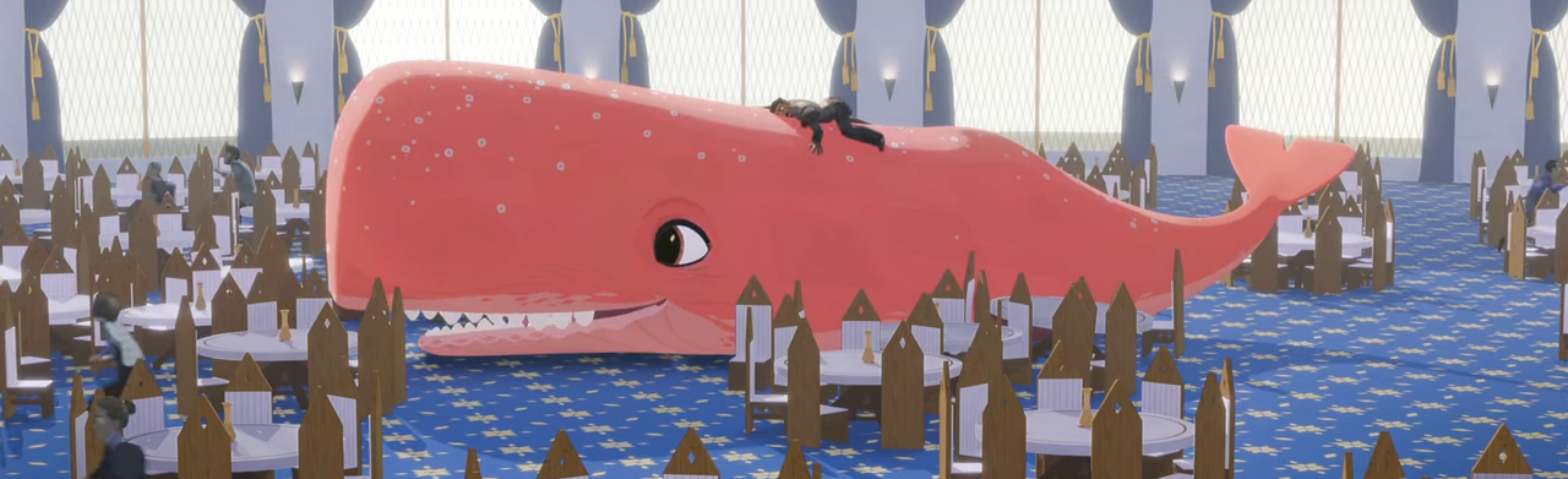 Nimona shapeshifts into a Whale