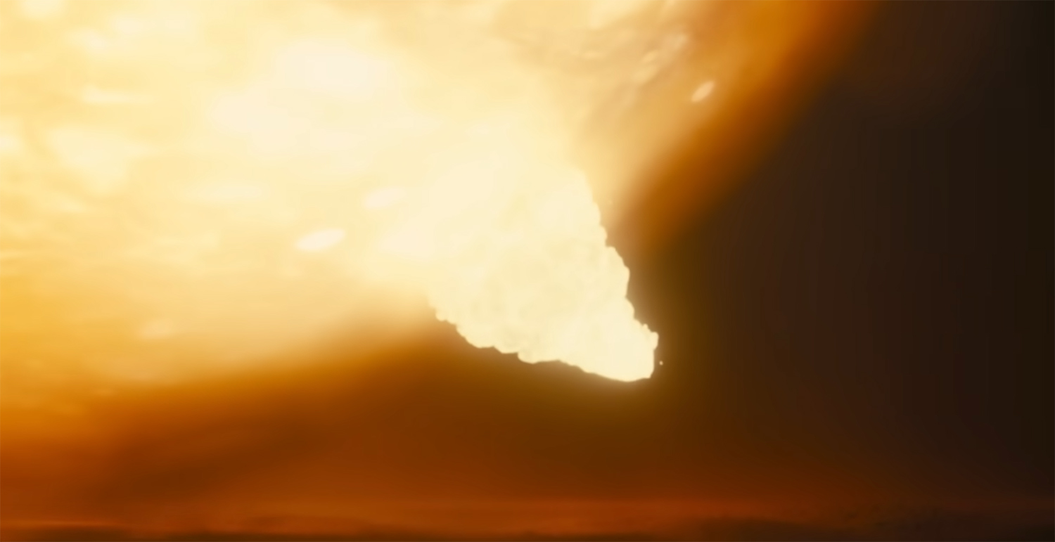 The splitting of an atom.