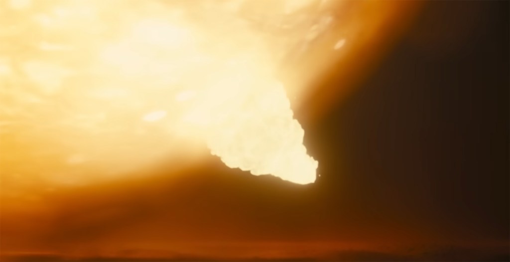 The splitting of an atom.