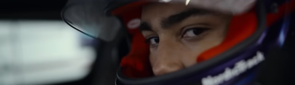 Jann in his racing helmet.