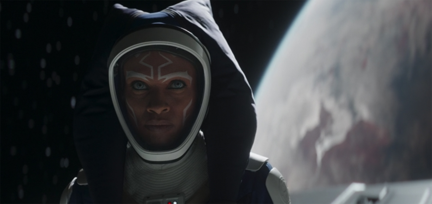 Ahsoka stands on the shuttle.