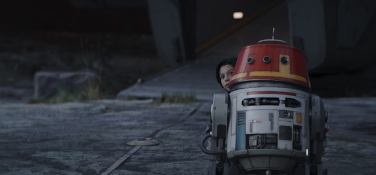 Jacen hides behind Chopper.