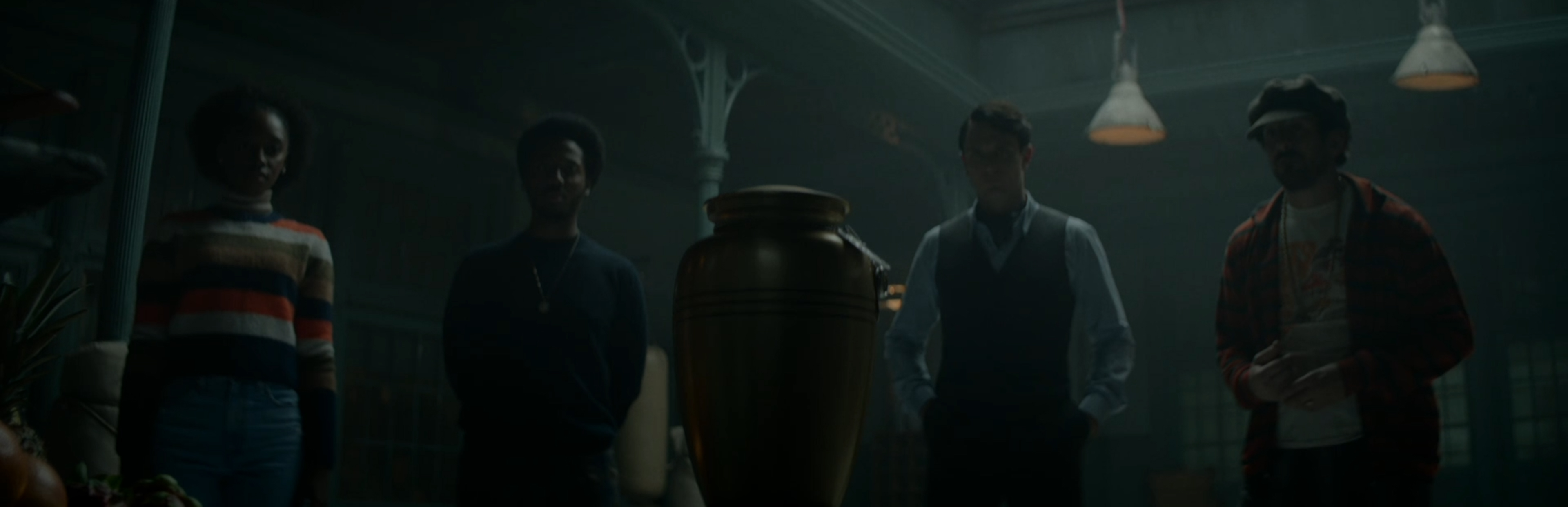 Staring at a cremation urn.