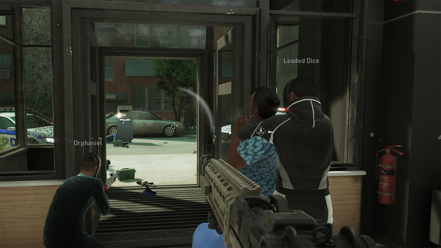 Using a hostage as cover.