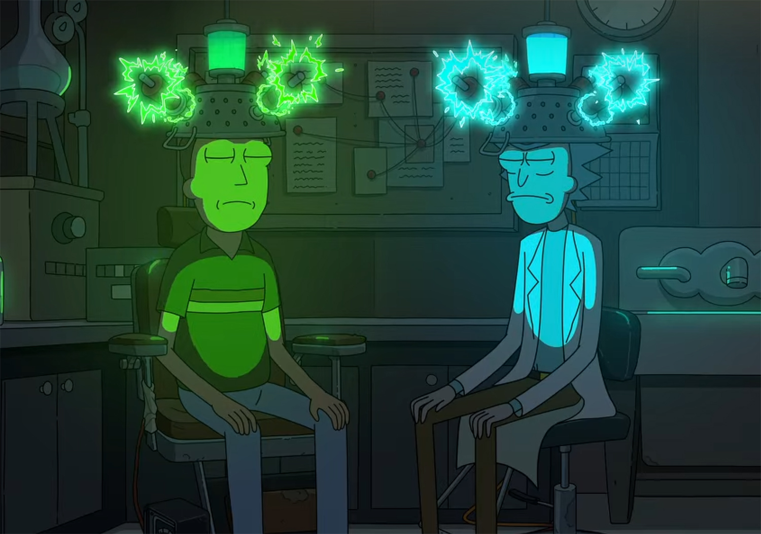 Rick and Jerry hooked up to a machine.